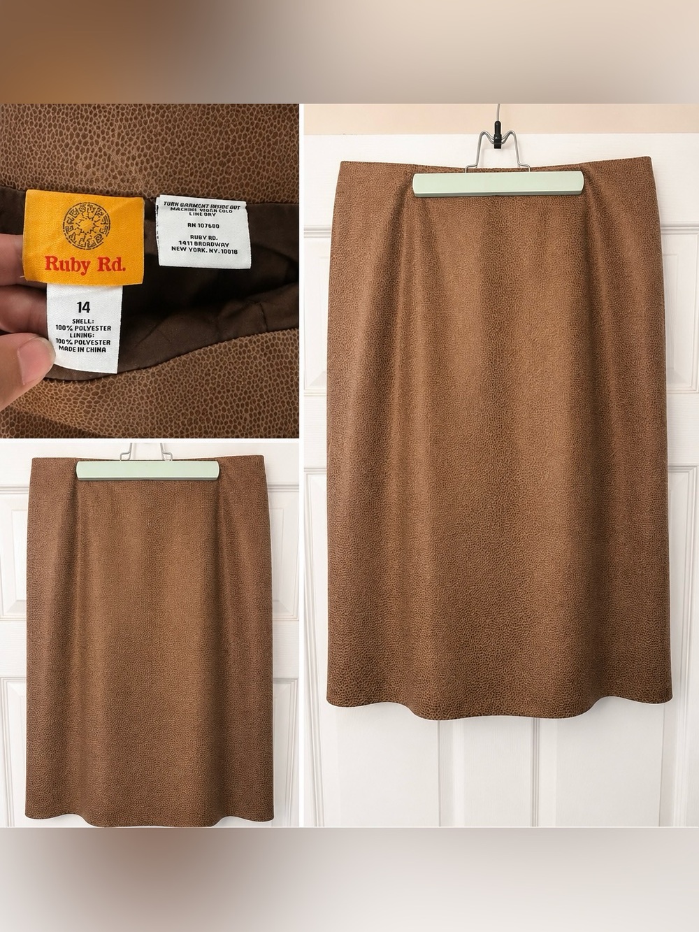 Ruby Rd. Brown Textured Midi Skirt